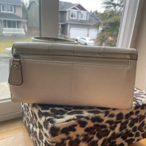 Coach Buckle Snap Wallet in cream and metallic gold. - Picture 16 of 16